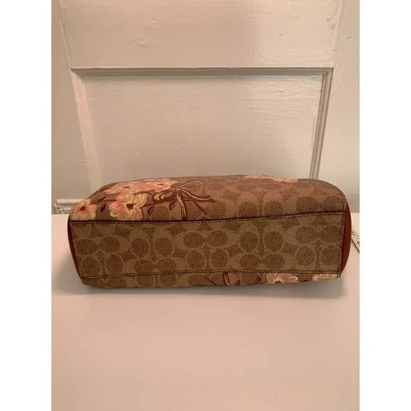 Coach Prairie Floral Signature Satchel / Tan Rust Leather Crossbody Bag NWOT - Picture 10 of 16
